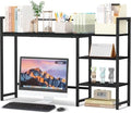 Snughome Desk Shelf, 44.9" Large Desktop Organizer Shelf, Desk Hutch for Monitor, 4 Tier Display Rack, Wooden Desktop Bookshelf Storage Rack for Home Office Dorm by Snughome