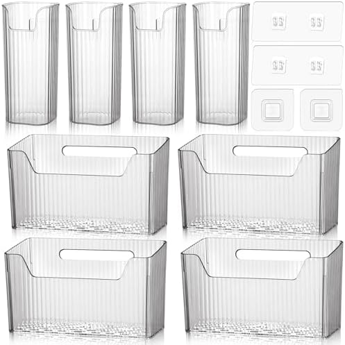 SiliFine 8 Pcs Cabinet Door Organizer Bin Wall Mount Organizer,3.35'',White by SiliFine