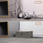 Cable Management Box, Cord Organizer with Lid & Cable Ties - Gray, L - Image 6