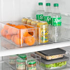 Plastic Food Storage 2 Pack Clear Container Bin with Handles for Organizing Kitchen, Pantry, Refrigerator, Freezer, Pantry, Cabinet, Closet, Bathroom. 14”X4”x4” - Image 6