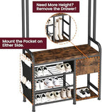Homeiju Hall Tree with Bench and Shoe Storage, 3-in-1 Entryway Organizer with 6+2 Hooks, Coat Rack with Adjustable Feet for Stability, Mudroom Furniture with Storage Shelf - Image 5