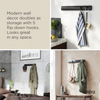 Umbra Flip Coat Rack, Wall Mounted 5-Hook Space Saving, Black/Black - Image 4