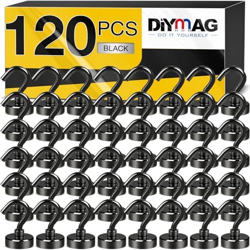 DIYMAG Magnetic Hooks, 30lbs 120pcs Cruise Cabin Essentials Heavy Duty Black by DIYMAG
