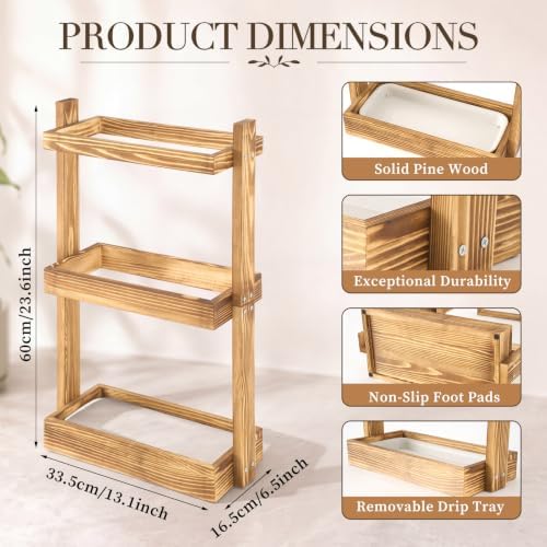 Patelai Wooden Umbrella Stand Rack with Removable Drip Tray for Entryway - Image 2