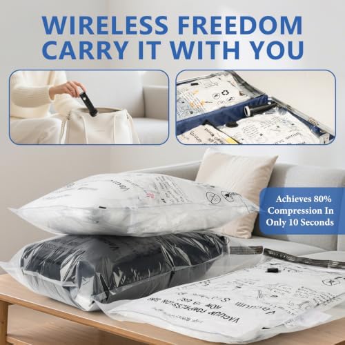 24 Pack Travel Vacuum Bags for Clothing with Rechargeable Wireless air Pump - Image 5