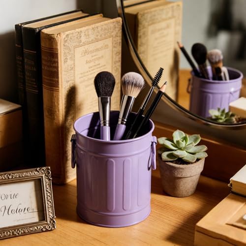 Noamus 9 Pack Metal Pen Holder, Mini Pencil Bucket with Handle, Desktop Pencil Cup Makeup Brush Organizer, Desk Colorful Small Pails, Stationary Supplies Container for Office Classroom School Crafts - Image 7
