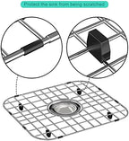 SANNO Kitchen Sink Protectors Gird, Centered Drain Hole Sink Grid and Stainless Steel Sink Protectors, Sink Bottom Grid for Double Sink 2 Pack - Image 3