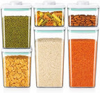 Airtight Food Storage Containers with Lids – 6 Pack BPA-Free Pop Containers for Pantry Organization, Cereal, Flour, Rice, Sugar – Stackable Kitchen Canisters (0.5, 1.2, 1.8 Qt) Set of 6 by BRIGHTLINKS