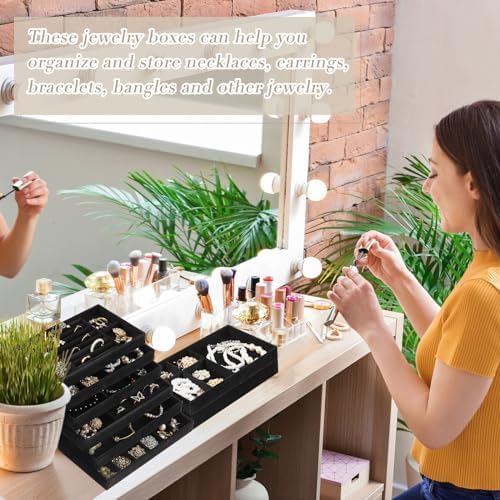 Junkin 18 Pcs Stackable Jewelry Drawer Organizer Inserts Black - Image 6