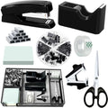 Black Desk Organizer Set, Office Supplies with Stapler and Tape Dispenser by Unknown