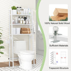 MallKing Over The Toilet Storage, Wooden 3-Tier Over-The-Toilet Rack Bathroom Space Saver Organizer, Freestanding Above Toilet with Toilet Paper Holder and Hooks (White) - Image 4