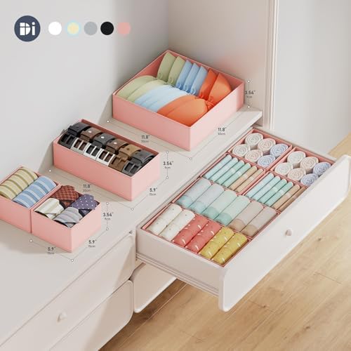 DIMJ Drawer Organizer Clothes Storage - 18 Pack Baby Dresser Organizer for Nursery, Foldable Closet Drawer Organizer Bins for Bedroom Organization, Fabric Storage Dividers for Socks, Underwears, Bras - Image 2