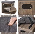 YMYNY Small Shoe Storage Bench with Cushion, Silver Gray, HBD028Y - Image 4
