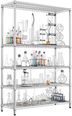 IZEUK 4250 LBS Garage Shelving Wide Storage Shelves 5 Tier Metal Shelves Heavy Duty Adjustable Utility Shelf Rack Chrome 17.7" D x 59.1" W x 70.4" H by IZEUK