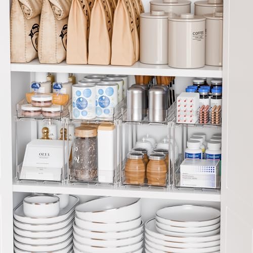 Yieach 4 Pack 2 Tier Vertical Spice Rack Pull Out,10.4'' Deep Narrow Slide Out Spice Rack Organizer for Inside Cabinets,Kitchen,Pantry,Cupboard Seasoning,Can,Jar Organizer and Medicine Cabinet Storage - Image 4