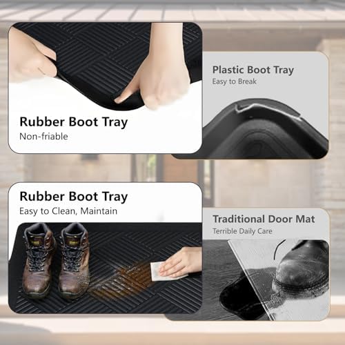 Boot Tray for Entryway, Rubber Mat for Shoe, 27.5"x16", 2 Pack - Image 6