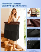Kayfia 180L Rolling Laundry Hamper, Laundry Basket with Wheels, Black - Image 5