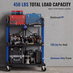 WORKPRO Heavy Duty 3-Tier Utility Cart, 450 LBS Folding Cart with Wheels - Image 3