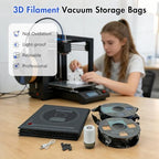 Hifree 25 Pcs 3D Filament Vacuum Storage Bags Kit with 5 Sealing Clip and 1Pump PA/DP/PC/PLA/ABS/TPU/ASA/PETG Lightproof Dustproof Humidity Resistant Reusable Vacuum Storage Seal Bag(12.6" X 13.4") - Image 2