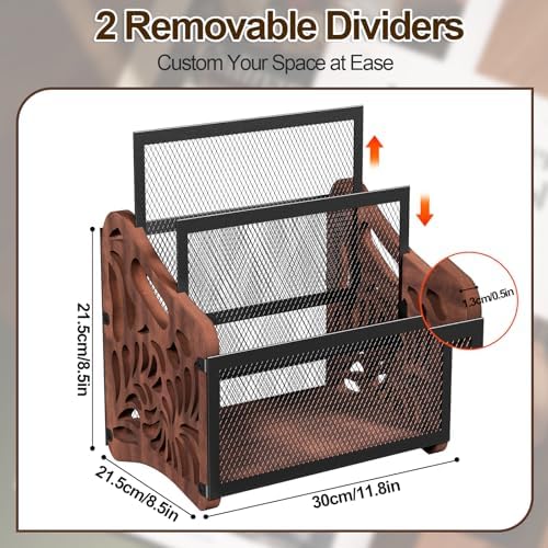 Wood Magazine Holder, 3-Compartment Magazine Rack Floor - Image 6