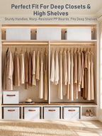 8 Pack Large Closet Storage Baskets Bins for Shelves, Collapsible Fabric Closet Organizers and Storage with Polyester Handles, Decorative Baskets for Organizing Clothes, Towels, Linen Closet 14"x10" - Image 3