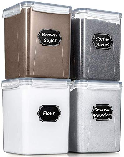 Wildone Flour Storage Containers 5.2L, 4 PCS Food Storage Containers, Gray by Wildone