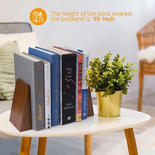 DRELIFAM Wood Handmade Heavy Duty Bookends for Shelves Decorative Book Ends to Hold Books for Office - Image 4