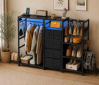 YOSHOOT 55" Dresser with Hanging Rack & Purse Organizer, Closet Dresser by YOSHOOT
