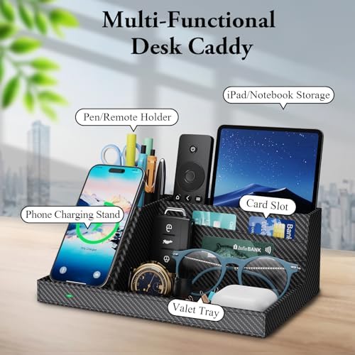Desk Caddy with Fast Wireless Charger,Pen Holder Charging Station Organizer - Image 4