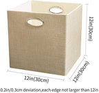 Posprica Storage Cubes, 12×12 Storage Bins, Fabric Drawers Organizer Basket, 4pcs, Beige - Image 2