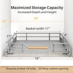 Pull out Cabinet Organizer, 18"W X 21"D, Heavy Duty Smooth Sliding Under Cabinet Shelves for Pots and Pans, Full-Extension Roll out Drawers, Slide out Organization for Home Kitchen Pantry - Image 3
