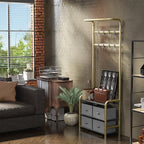Simple Houseware Coat Rack with Shelf, Hall Tree with Hooks, Champagne Gold - Image 6