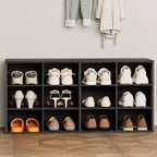 Aenuert 12-Cubby Shoe Rack, 3-Tier Wood Shoe Organizer, Multifunctional Shoe Organizer Bench for Entryway, Mudroom, Hallway, Closet,36.22 * 11.81 * 17.72 Inch,Black by Aenuert