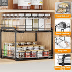 Pull Out Spice Rack Organizer for Cabinet, Height Adjustable Spice Organization for Cabinet, Metal Slide Out Spice Racks Heavy Duty Vertical Spice Rack for Cabinet, 13.58''Wx10.5''Dx9.5''H, 2 Tier - Image 6