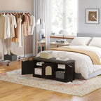 DINZI LVJ Shoe Storage Bench with Cushion, Door, Espresso Oak 39.4"LX17.7"H - Image 6