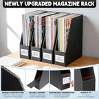 YOTINO Black Magazine Holder, 12 Pack Cardboard Magazine File Holders, Vertical Desktop File Holder Organizer, Sturdy Magazine Rack for Office, Home and Classroom - Image 3