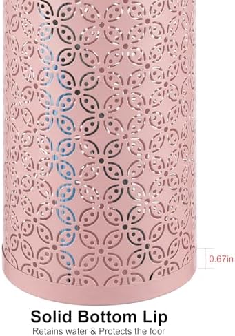Metal Round Umbrella Stand,Free Standing Umbrella Holder Bin, Canes Walking Sticks Holder for Entryway, Home, Office,Pink - Image 6