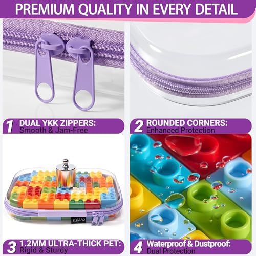 YQBRAO Clear Hard Shell Zipper Cases, 6 Multi-Size Organizers, Purple - Image 5