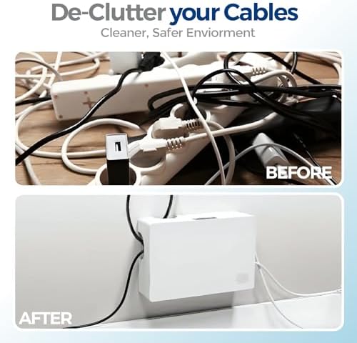 Cable Management Box ABS 12.6x7.9x4.5in, White, Mounting Kit Included - Image 5
