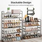 SNTD Expandable Metal Shoe Rack for Closet, Entryway & Garage, 4-Tier, Grey - Image 6