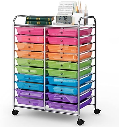 COSTWAY 20-Drawer Rolling Storage Cart, Utility Storage Organizer Cart by COSTWAY
