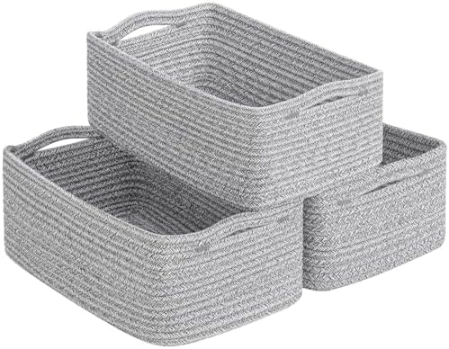 Goodpick 3-Pack Woven Baskets for Closet & Shelves, 11 x 7 x 4.5 in by Goodpick