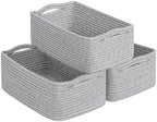 Goodpick 3-Pack Woven Baskets for Closet & Shelves, 11 x 7 x 4.5 in by Goodpick
