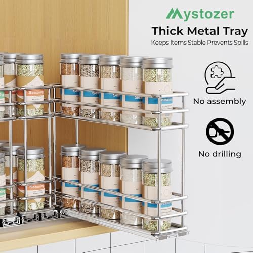 Mystozer Pull Out Spice Rack Organizer for Cabinet, Slide Out Spice Racks - Image 5