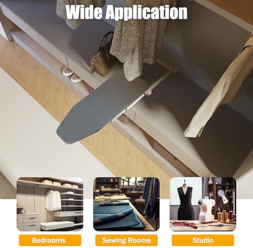 Folding Ironing Board, 31.5 * 11.6 * 4.7in Wall-Mounted Ironing Board with Removable Cover, Compact Ironing Boards for Bedrooms, Checkrooms, Small Houses, 180° Free Rotation - Image 2