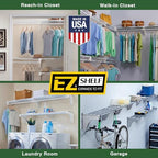 EZ Shelf - Hanging Shelf - Closet Rod - Expands 17.5-27” - White, Closet Shelves - Strong, Holds 200 lbs - DIY, Easy Install - to 2 Side Walls - Alternative to Wire Shelving - Image 5