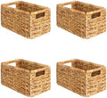 SpaceAid 4 Pack Wicker Basket, Storage Baskets for Organizing, Woven Rattan Basket with Handles for Shelves, Water Hyacinth Large Cube Organizer Storage Bin, 13x8.2x7 inch, Natural by SpaceAid