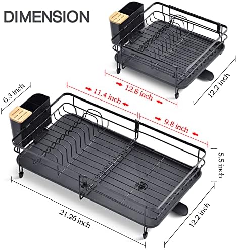 Expandable Dish Rack, Dish Drying Rack for Kitchen Counter, Foldable Dish Dryer Rack, Stainless Steel Dish Drainer Racks with Cutlery Holder, Collapsible Dish Drying Racks Standard Size, Dark Gray - Image 6