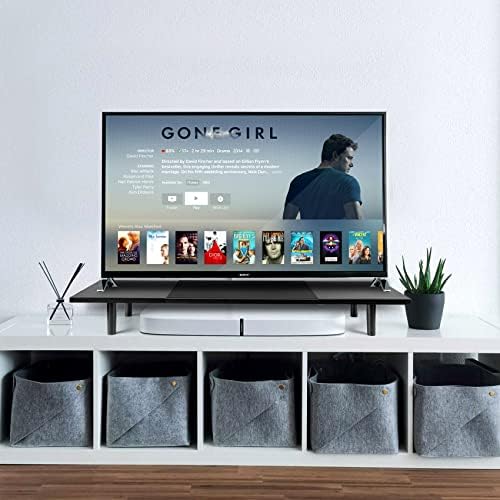 Across-Star Dual-Monitor-Stand-Riser-For-Desk Adjustable Length 32-40 Inch，Large Desktop Computer Monitor Riser For 2 Screens，Desk Shelf Organizer Riser Stand For Computer/Laptop/PC/Printer/TV Black - Image 6
