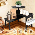 Counter Organizer Shelf, 3 Tier Moveable Black Corner Shelf Organizer with Hook, Counter Shelf for Kitchen Bathroom Spice Rack Coffee Area Over Sink Dresser Table (Black) - Image 2